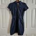 J. Crew Dresses | J Crew Zip Front Chino Dress Womens Navy Blue 0 Mini Safari Ba938 Cinched Waist | Color: Blue | Size: 0