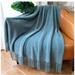 Urban Outfitters Bedding | Cozy Knit Turquoise Teal Fringe Warm Blanket/Shawl For Couch/Bedroom/Dorm/Patio | Color: Blue | Size: Os
