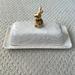 Anthropologie Kitchen | Anthropologie Gold Bunny Crackled Butter Dish | Color: Cream/Gold | Size: Os