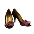 J. Crew Shoes | J. Crew Peep Toe Heels Brown With Purple Size 8.5 | Color: Brown/Purple | Size: 8.5