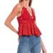 Free People Tops | Free People One Womens Adella Tank Top M Red Lace Bra Ruffle Sleeveless Smocked | Color: Red | Size: M