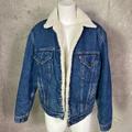 Levi's Jackets & Coats | Levis Vintage Retro Made In Usa 100% Cotton Medium Wash Sherpa Denim Jean Jacket | Color: Blue/White | Size: 42