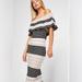 Free People Dresses | Free People Off Duty Knit Midi Dress, Size M, Nwt | Color: Black/Cream | Size: M