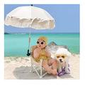Universal Baby Parasol Set, 360° Rotating Parasol, Waterproof Umbrella for Trolley, Bicycle, Buggy, Fishing, Beach Chair, Parasol with Holder, Clip Clamp (Size: Beige Parasol