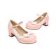 Classic Fashion Woman's Block Heel Classic Lolita Shoes Cute Bowknot Strap Buckle Vintage Mary Jane Shoe Patent Leather Platform Pumps, pink, 8.5 UK