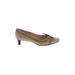 Emma Hope Flats: Slip-on Kitten Heel Work Tan Shoes - Women's Size 41 - Almond Toe