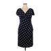 AK Anne Klein Casual Dress - Sheath V-Neck Short sleeves: Blue Print Dresses - Women's Size X-Large