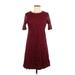 Sharagano Casual Dress - A-Line: Burgundy Damask Dresses - Women's Size 8 Petite