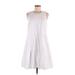 Banana Republic Casual Dress - Mini Crew Neck Sleeveless: White Solid Dresses - Women's Size Medium Tall