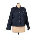 Calvin Klein Denim Jacket: Short Blue Print Jackets & Outerwear - Women's Size 1X