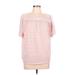 Croft & Barrow Short Sleeve Blouse: Pink Tops - Women's Size Large