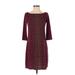 Leota Casual Dress - A-Line: Burgundy Leopard Print Dresses - Women's Size X-Small
