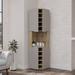 Corner Bar Cabinet Bell, Living Room, Aged Oak / Taupe，High quality and durable