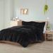 Black Soft Sherpa Faux Comforter Set with Pillow Shams