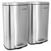 Elama 2 piece 8 Gallon Each 30 Liter Rectangular Stainless Steel Twin Step Trash Bins with Slow Close Mechanism in Matte Silver