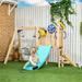 Outsunny 3 in 1 Wooden Swing Set with Slide, Baby Swing Seat, Fort, Wheel, Telescope, Mailbox, 1.5-4 Years Old, 67"x79"x46.5"