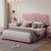 Full/Queen Size Upholstered Bed Frame with Rivet Design, Modern Velvet Platform Bed w/ Tufted Headboard, No Box Spring Required