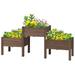 Brown/Grey/Natural 3 Wooden Elevated Planter Raised Garden Beds - 72.5" L x 17.75" W x 31.5" H