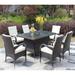 7-Piece Wicker Outdoor Rectangular Dining Set with 6 Dining Chairs and Beige Cushion