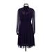 Anne Klein Casual Dress - A-Line High Neck 3/4 sleeves: Purple Dresses - Women's Size 6