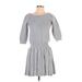 CeCe by Cynthia Steffe Casual Dress - Mini Scoop Neck 3/4 sleeves: Gray Print Dresses - Women's Size Small