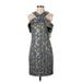 RACHEL Rachel Roy Casual Dress - Sheath Cold Shoulder Sleeveless: Gray Print Dresses - Women's Size Small