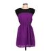 Bebe Casual Dress - Party High Neck Sleeveless: Purple Print Dresses - Women's Size Large