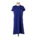 Theory Casual Dress - Shift Crew Neck Short sleeves: Blue Print Dresses - Women's Size Small