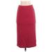 Maeve Casual Midi Skirt Long: Burgundy Solid Bottoms - Women's Size X-Small