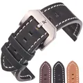 Bracelet de montre en cuir véritable 24mm noir marron foncé pour femmes et hommes ceinture avec
