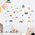 Autocollants Muraux d'Arbres de Dessin Animé pour Chambre d'Enfant Voitures Véhicules Animaux