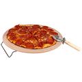 Classic Cuisine Pizza Stone - 15-Inch Pizza Stone w/ Pizza Cutter + Metal Serving Rack Ceramic in Gray | 15 W x 15 D in | Wayfair KIT-PZA-3