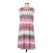 Tacera Casual Dress - Mini Scoop Neck Sleeveless: Pink Print Dresses - Women's Size Medium