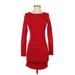 Express Casual Dress - Bodycon: Red Solid Dresses - Women's Size X-Small