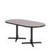 KFI Studios Proof 36" x 72" Racetrack Pedestal Table, Bar height, Natural Top, Black X-Base Metal in Gray | 29 H x 72 W x 36 D in | Wayfair