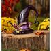 Arlmont & Co. Sellan Metal Halloween Witch Hat w/ Capiz Outdoor Garden Statuary Metal in Black/Brown/Indigo | 13 H x 5.5 W x 14 D in | Wayfair