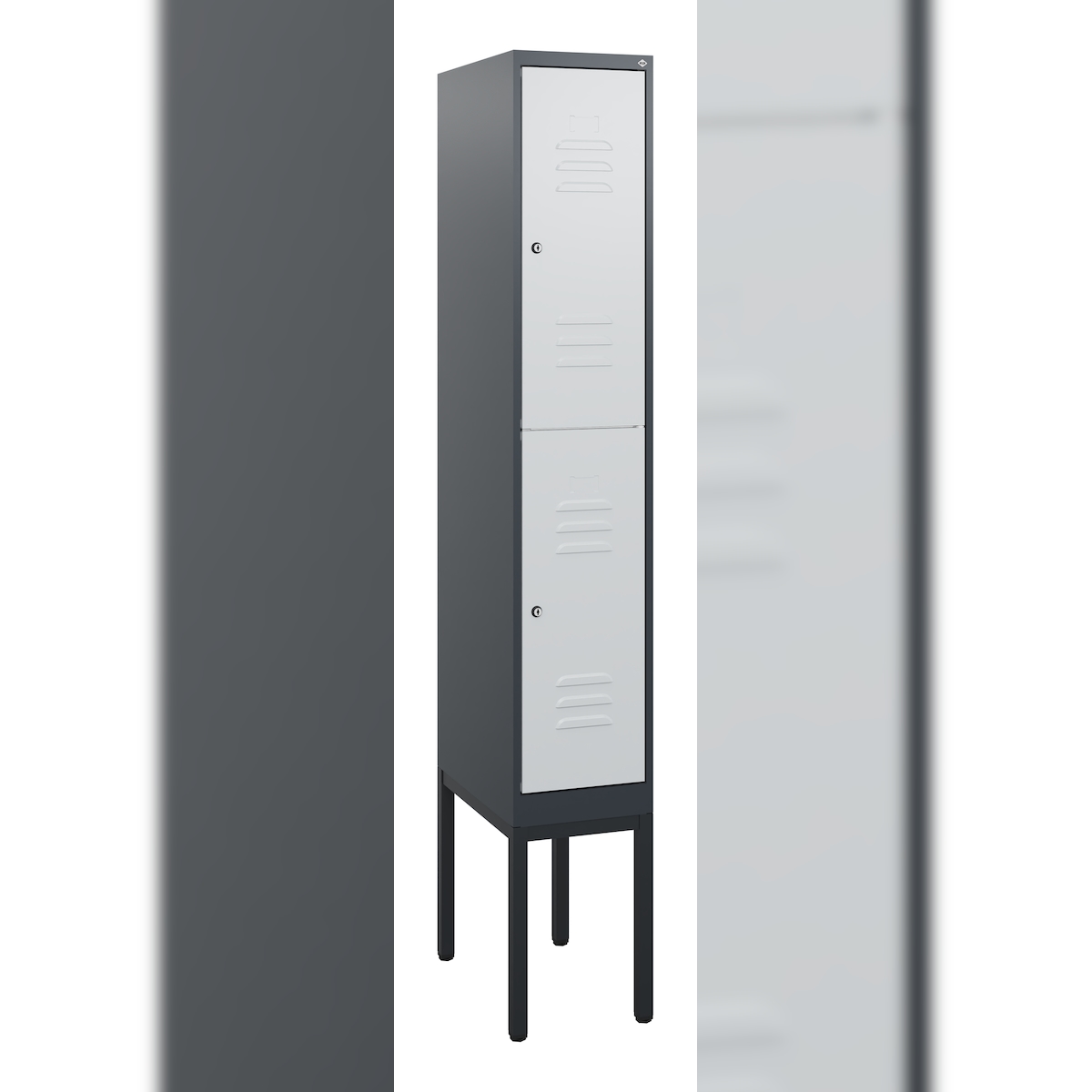 C+P Doppelstock-Spind Classic PLUS, Gestell, 1 Abteil, 1950x300x500mm, 7016/7035 Image