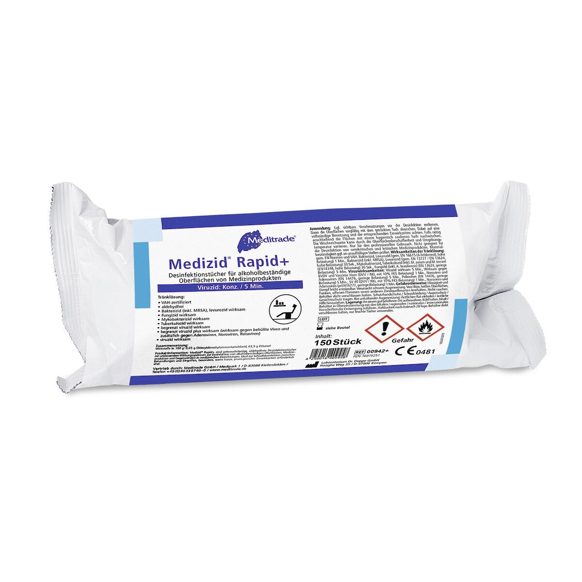 Meditrade Medizid Rapid+ - Desinfektionstücher aldehydfrei 20 Nachfüllpackungen f. Dose Image