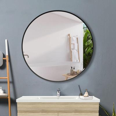 Acezanble - Badspiegel Rund Spiegel Schwarzer Rand Badezimmerspiegel Wandspiegel 70 cm