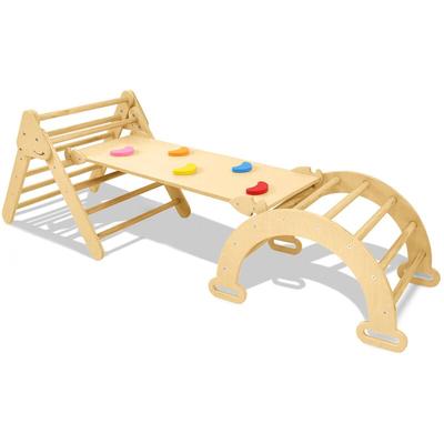 3er Set Kletterdreieck mit Rutsche und Kletterbogen, Holz Kleinkind Klettergerüst Set , Kinder Image