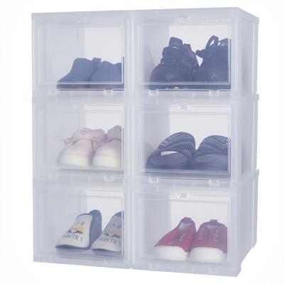 Schuhkartons aus Kunststoff, 14 l, 6er-Set, BPA-frei, eudf-m, transparent, stapelbar, Image
