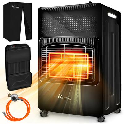 4200 Watt Gasheizer schwarz inkl. Gasdruckregler Gasschlauch + Abdeckung Gasofen Gasheizofen