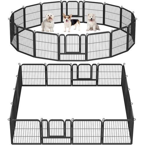 Yaheetech - 16-teilig Hundelaufstall 63cm hoch, Hundezaun mit 2 Türen, Welpenlaufstall für Garten,