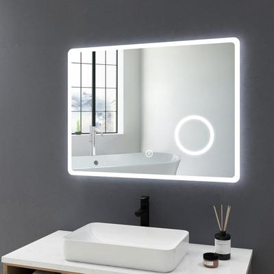 Badspiegel mit Beleuchtung Badezimmerspiegel mit 3-Fach Vergrößerung 3 Lichtfarbe led Wandspiegel