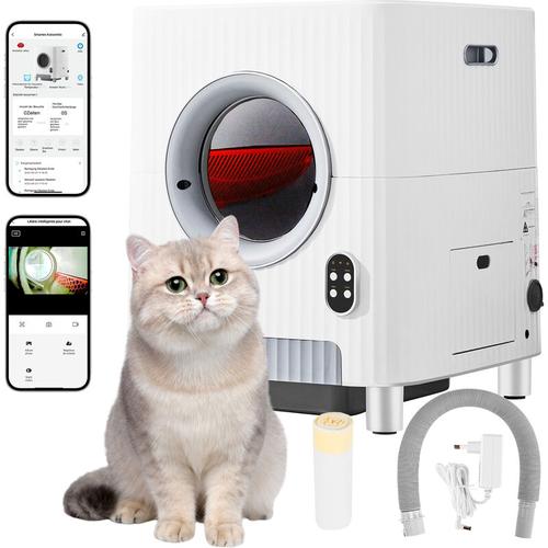 Merax Katzentoilette Selbstreinigende Katzenklo Automatisch, Geruchsbeseitigung, 68L+10L Große