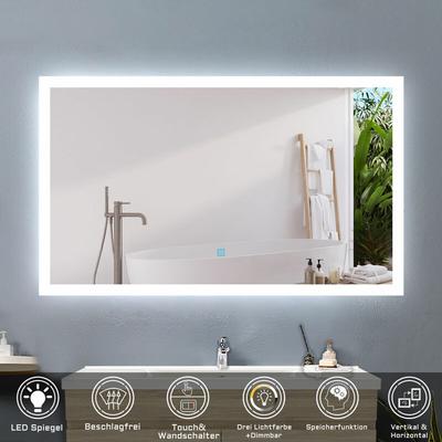 Acezanble - 100 x 60 cm led Spiegel+Beschlagfrei+3 Lichtfarben Dimmbar+Farbtemperatur und