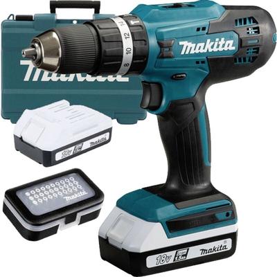 Makita - HP488D011 Akku-Schlagbohrschrauber 18 v 1.5 Ah Li-Ion inkl. 2. Akku, inkl. Ladegerät, inkl.