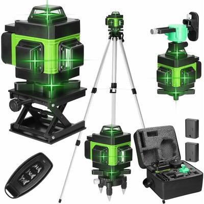 X 360° 4D-Laser-Wasserwaage, 16 Linien, selbstausgleichende Wasserwaage, grün, rotierendes,
