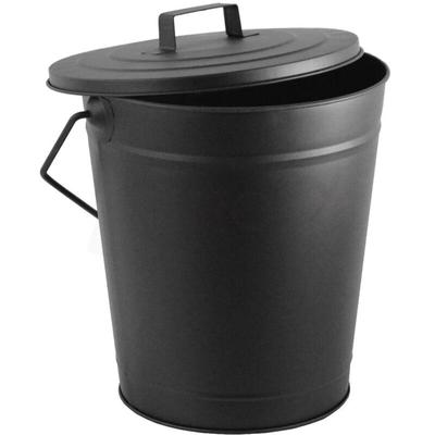 Ash Bucket Steel Coal Wood Log Kindling Scuttle Fireplace Accessory, Black Image