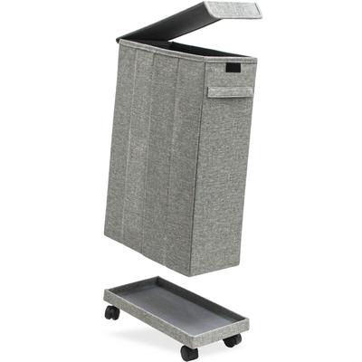 Dunedesign - 50L Wäschekorb mit Rollen - 20x40x60 Wäschesammler Schmal - Wäsche Nischenregal Image